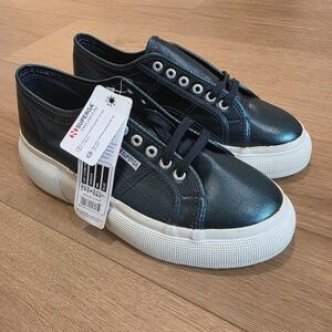 Superga 2287 COTMETW Platform Sneakers Size Women 9.5 Blue NWT